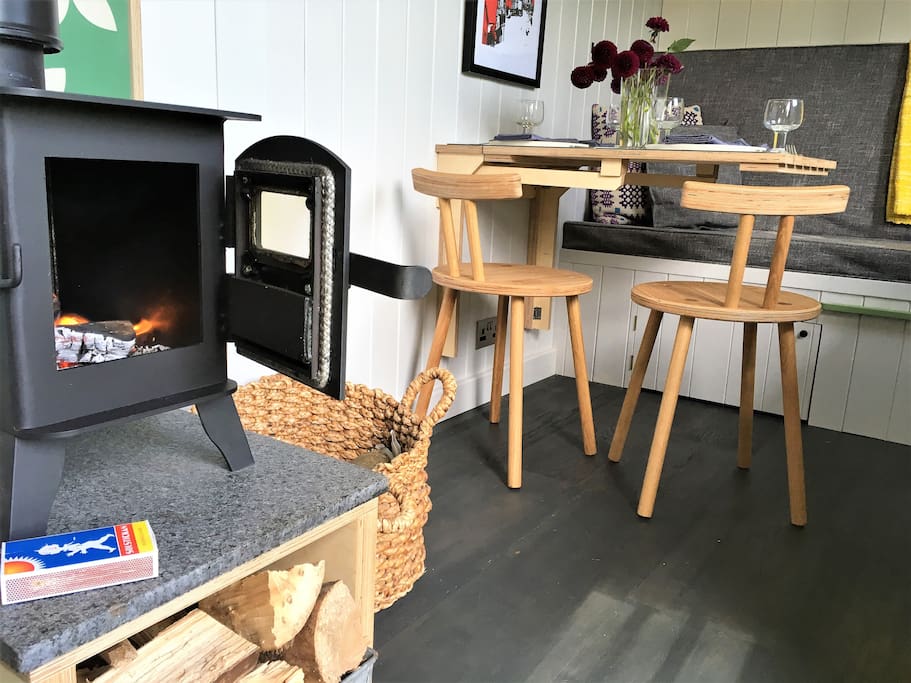 Wood-burning stove enables year round use