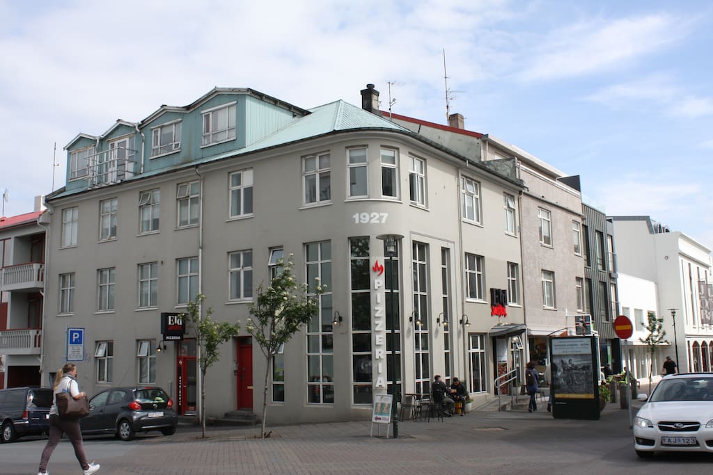 The apartment is on the main shopping street