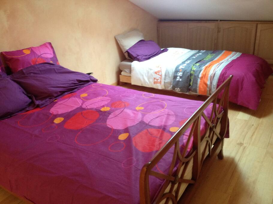 les couchages sur la mezzanine