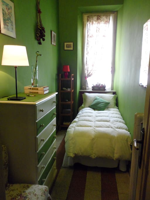 cozy single green room