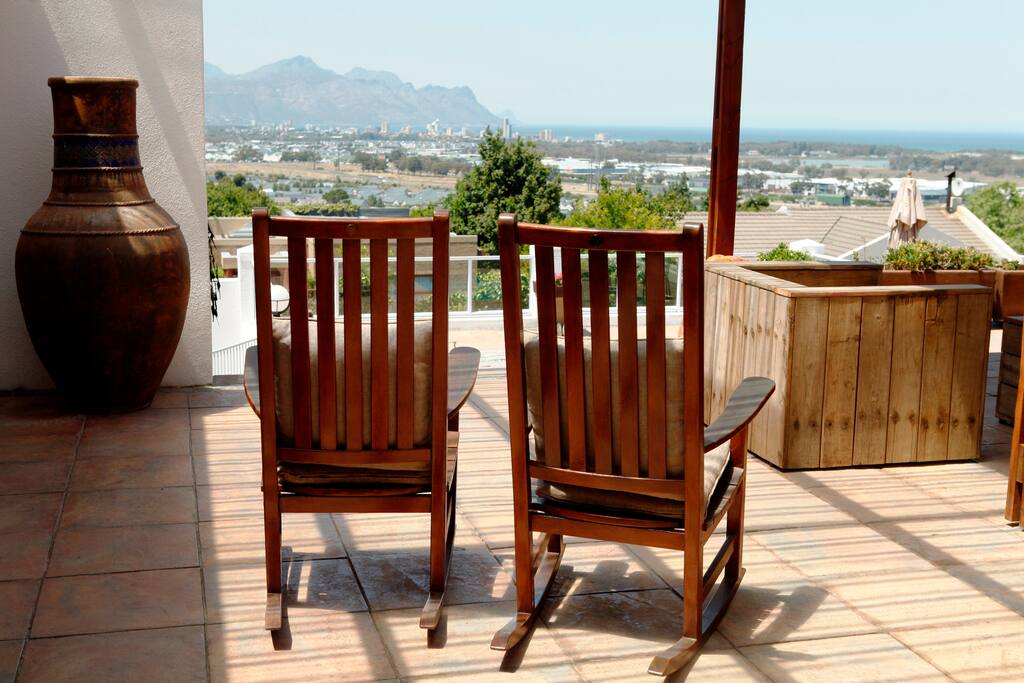 outside area with sea and mountain views.