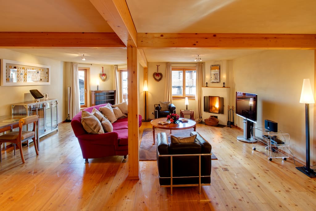 Wood burning fireplace