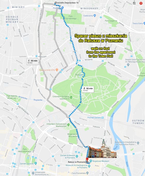 Spacer pieszo z mieszkania do ścisłego Centrum (Ratusz w Poznaniu)