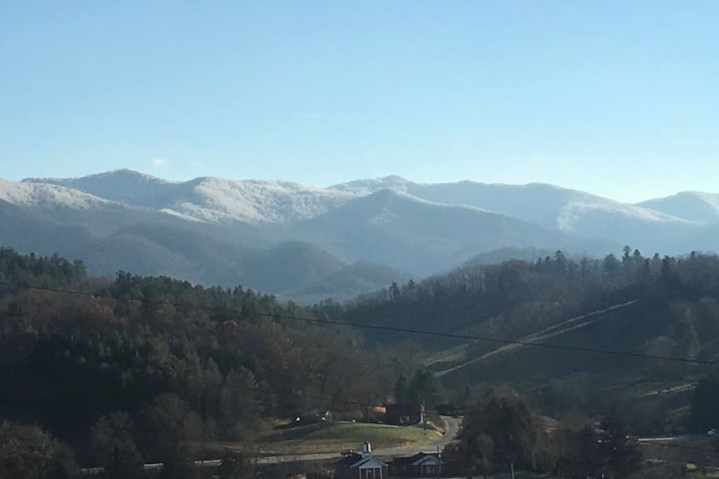 Frost on the mountains view from the deck