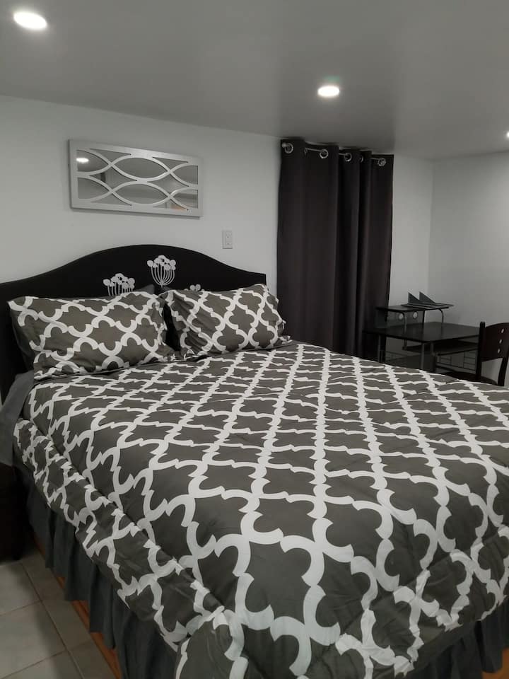 Queen size bedroom with work place  