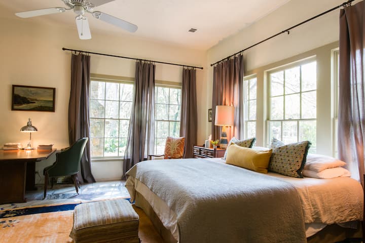 Master with views of our shaded backyard and koi pond, gorgeous place to lay and watch the leaves dance