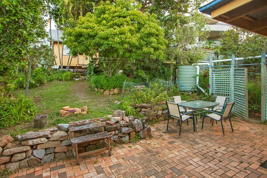 A good sized patio leads into our quaint little garden.