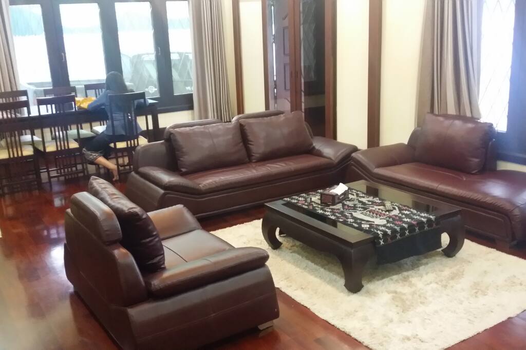 Dining table and living room