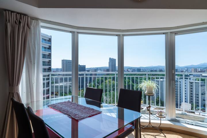 (16)中島公園徒歩2分！景色良好！札幌繁華街#WiFi完備･夜景・スキー・空港直行バス