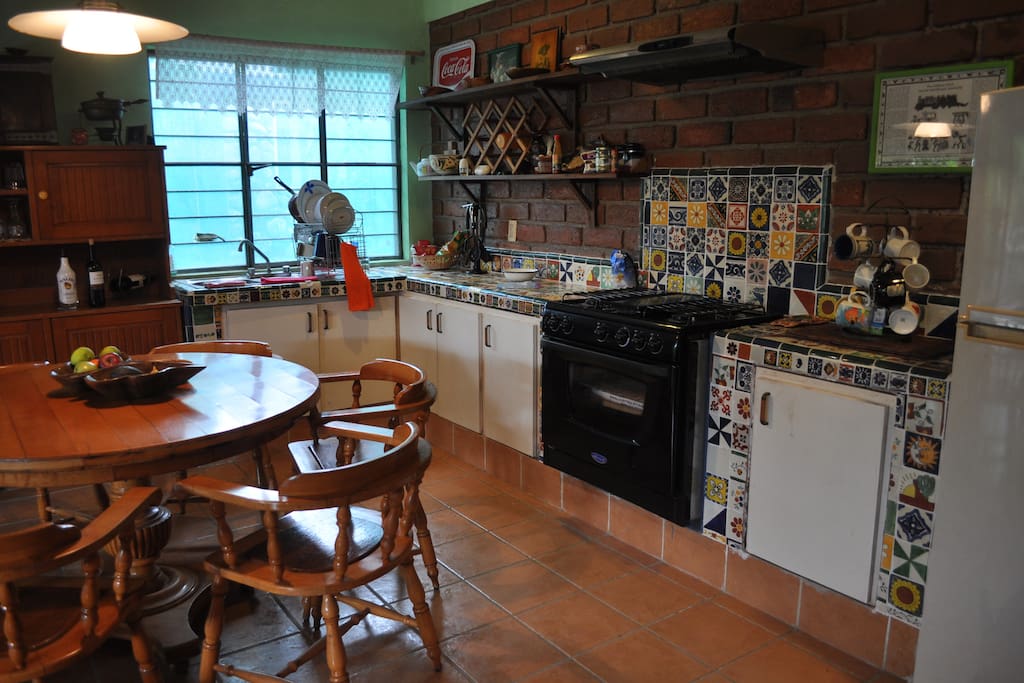 Kitchen is decorated with talavera tiles
