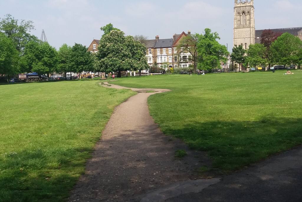 Clapham Common (at the end of the road)