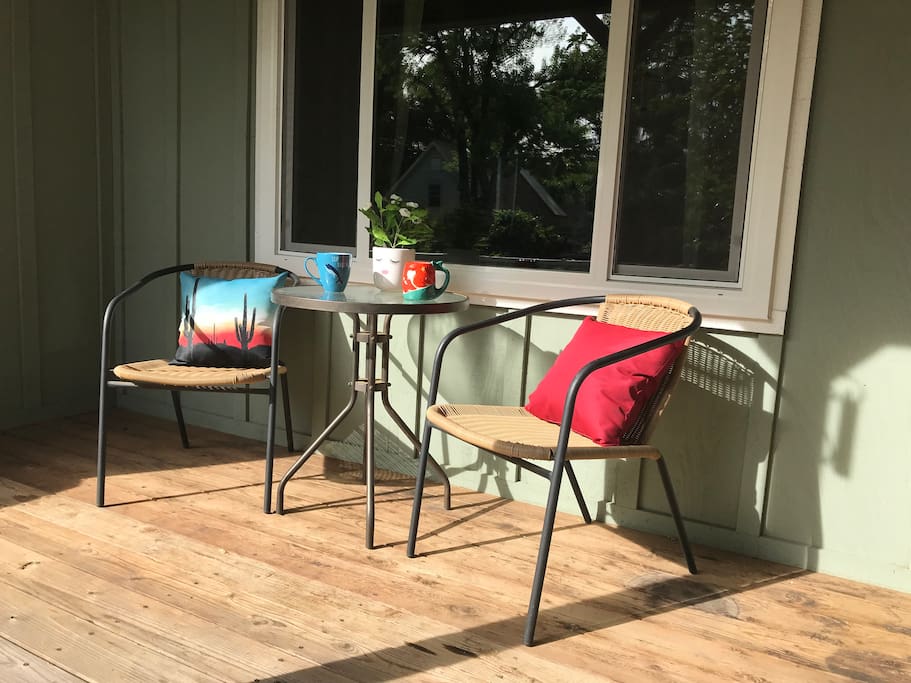 The front porch—a great spot for coffee in the morning