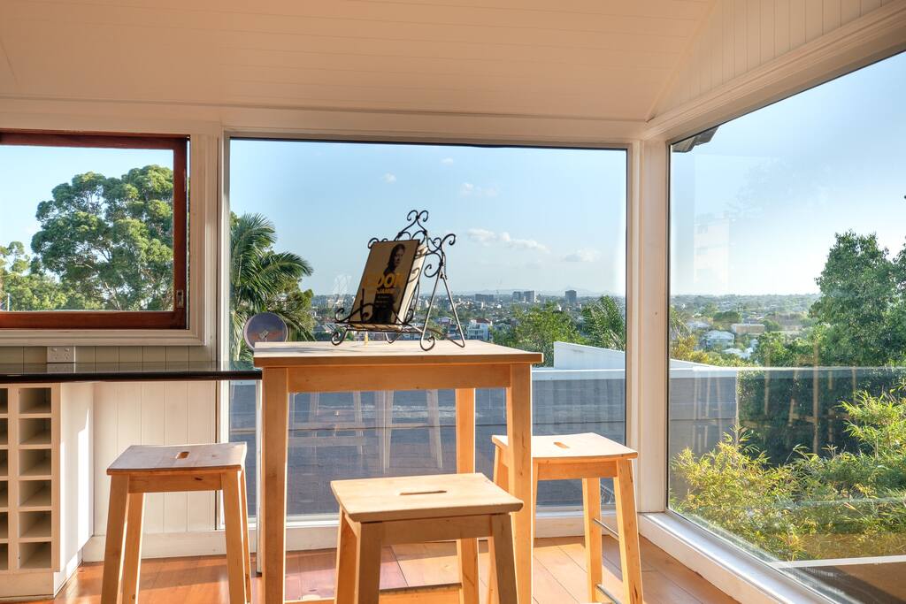 Breakfast bar overlooking the town