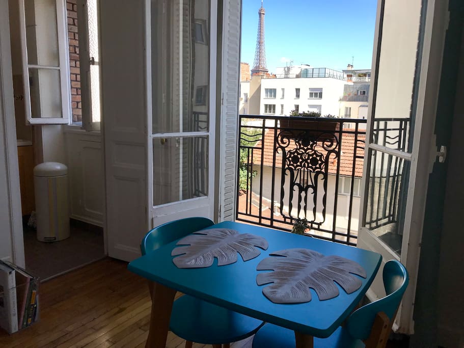 Eiffel Tower view from the bed