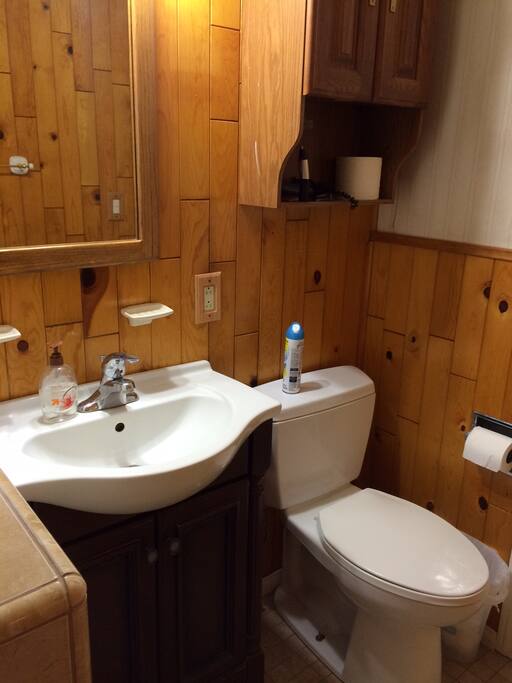Clean and updated restroom with a great shower