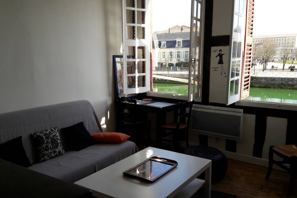 Living room with river view