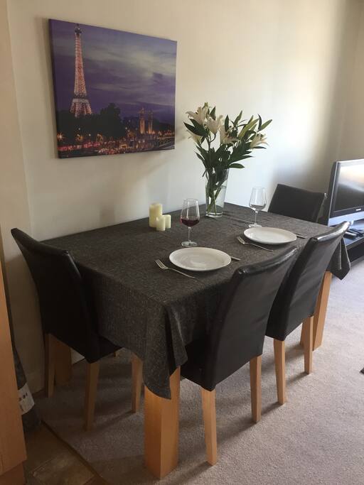 The stylish dining area.