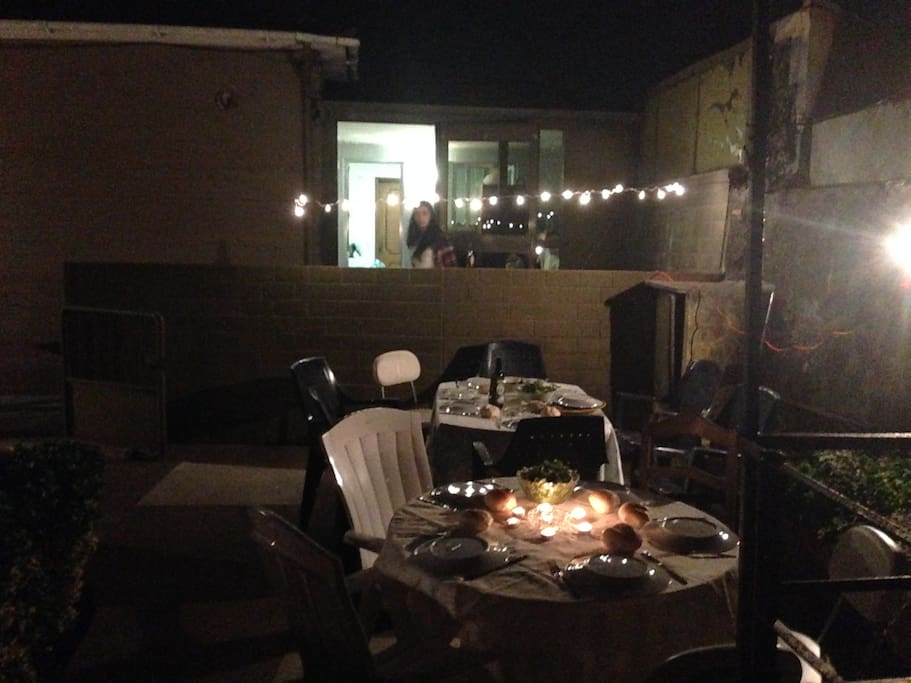 Barbecue dinner with my friends. Got to take advantage of the space I have outside.