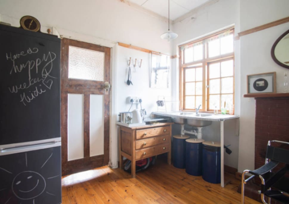 lounge - kitchen- fun blackboard to write notes and recycle bins & good coffee makers.