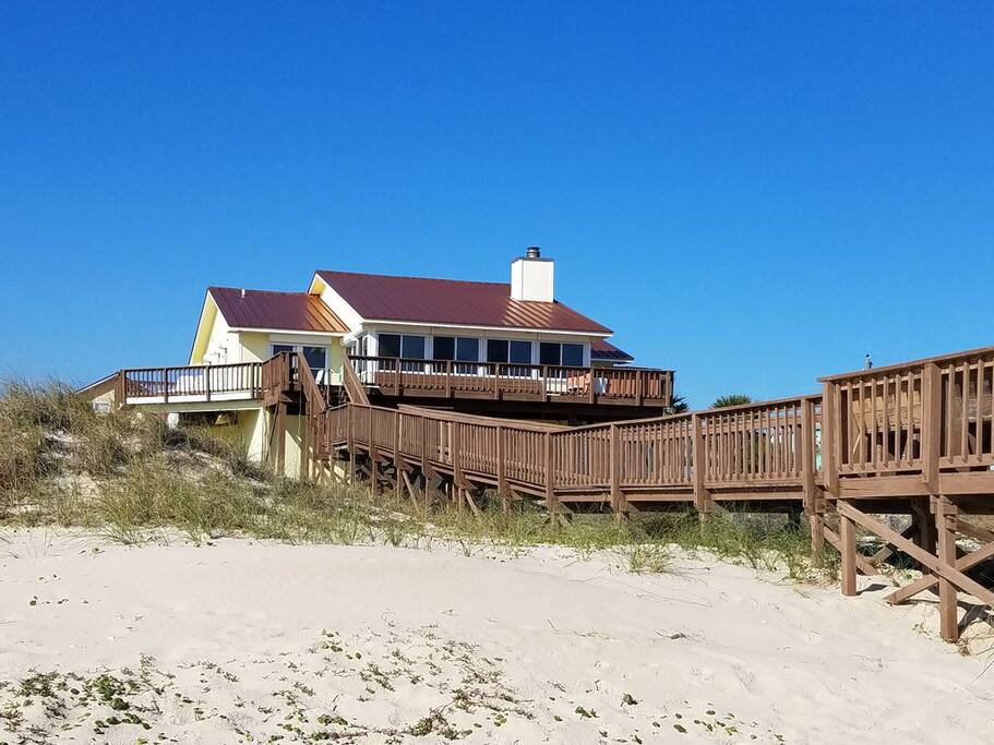 Buns In The Sun as seen from the beach, private boardwalk