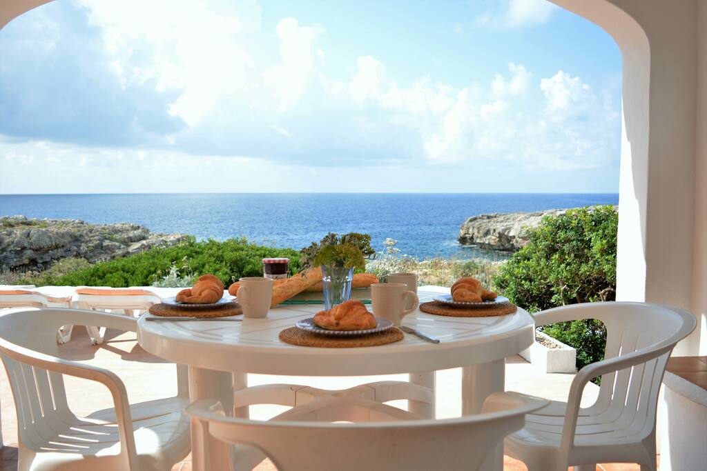 Breakfast at Villa Feliz under the covered patio