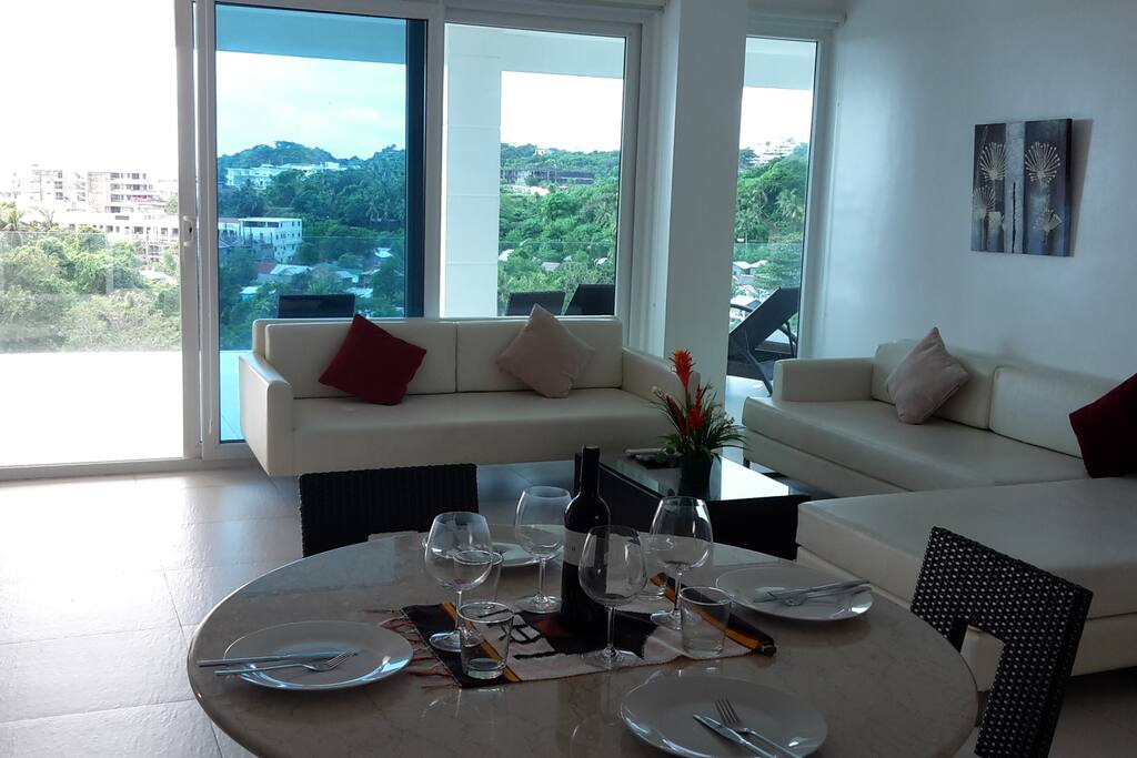 Living room and dining room