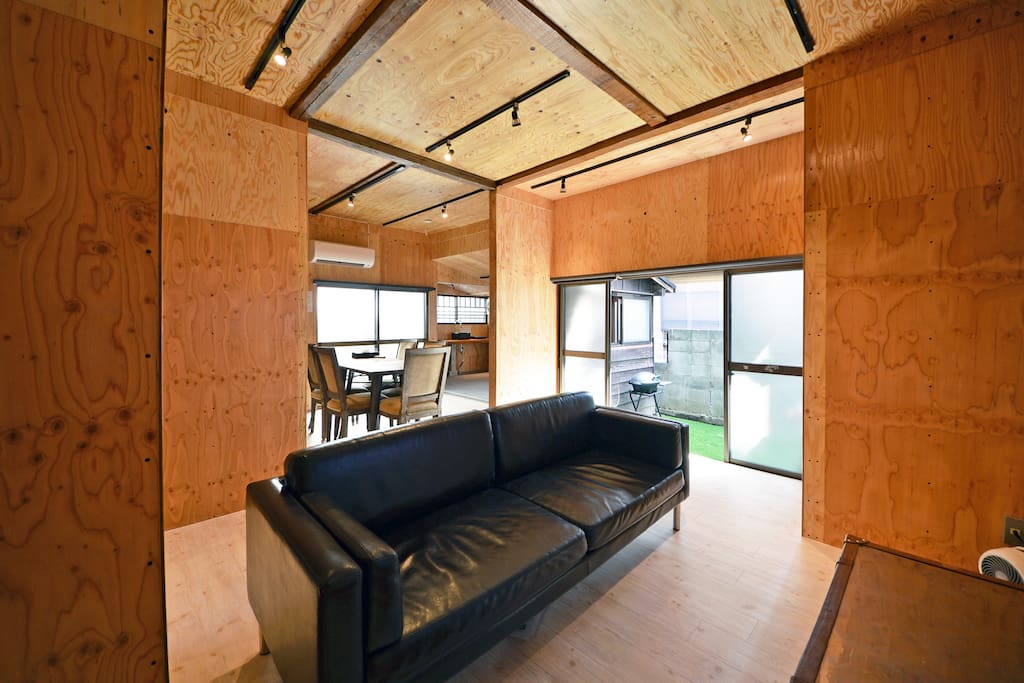 Open plan living, dining and kitchen space