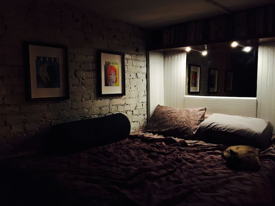 The full size loft bedroom - recessed lighting, integrated USB power jacks, wall mounted flat screen TV
