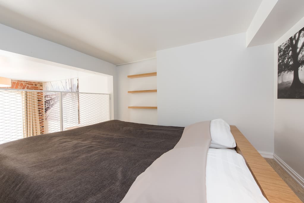 The flat features high end Estonian design, including this bed for a very comfortable night’s sleep