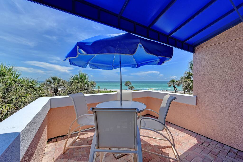 Enjoy sunset drinks & beautiful views from our private, patio terrace with new furniture