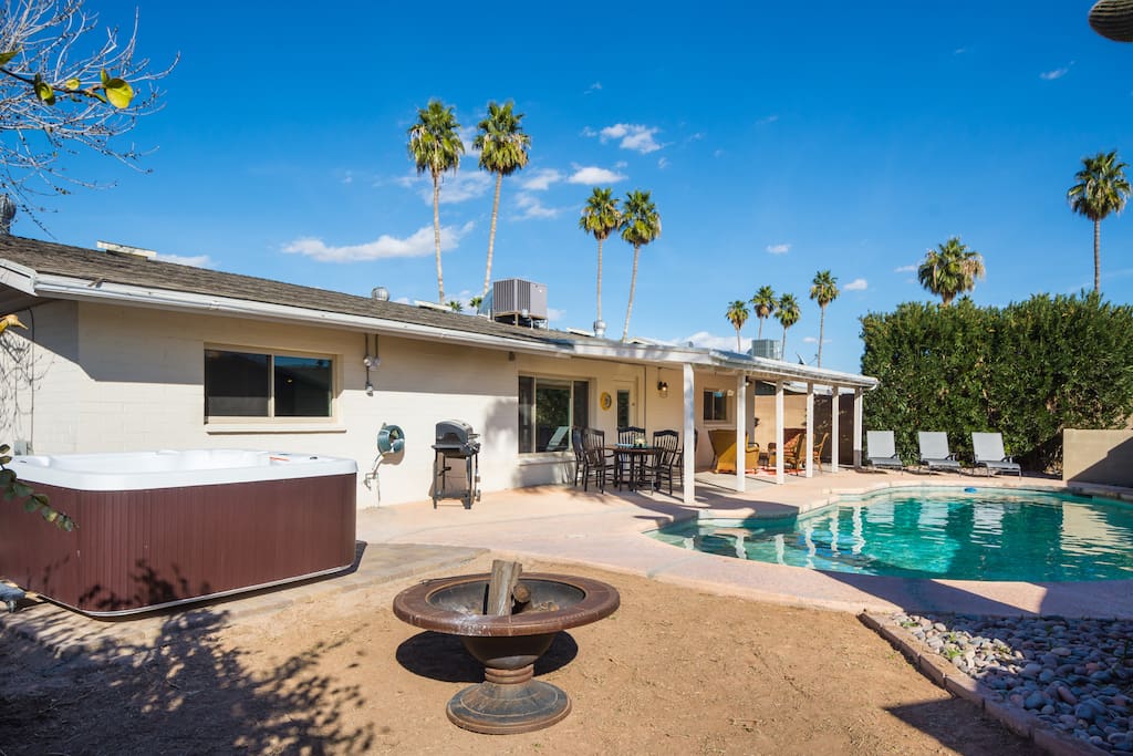 Soak in the hot tub, swim, grill up some grub, or relax by the fire pit!