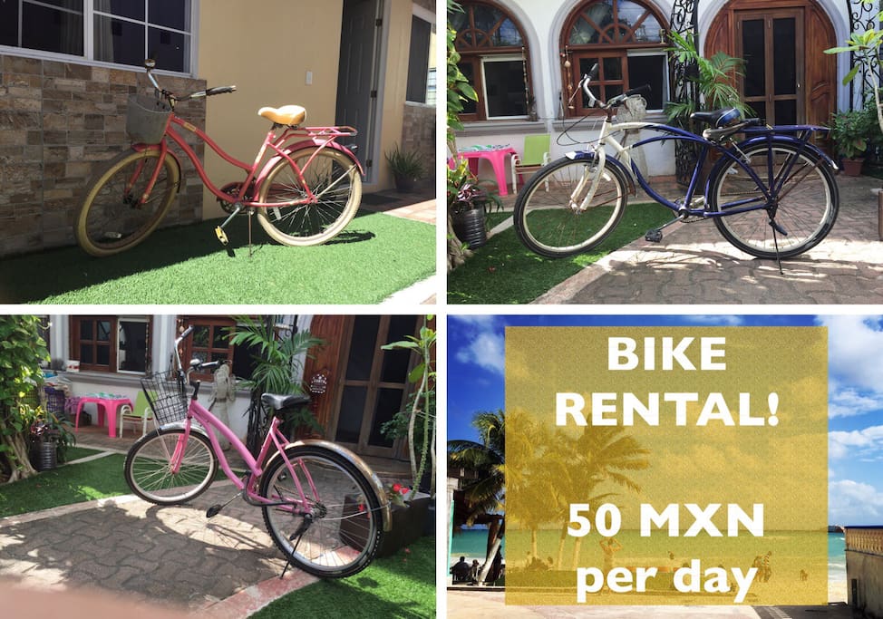 We offer bike rental service for 50 pesos per day and 500 pesos as refundable deposit.