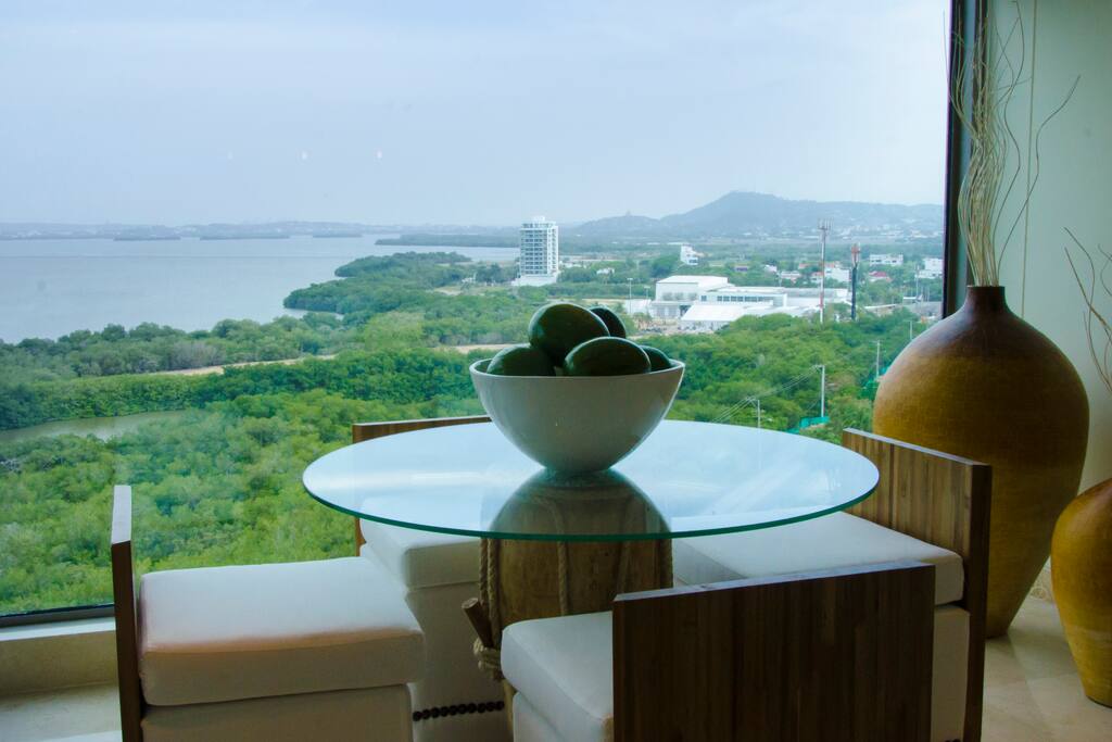 Beautiful Water Views from Modern Dining Room Table