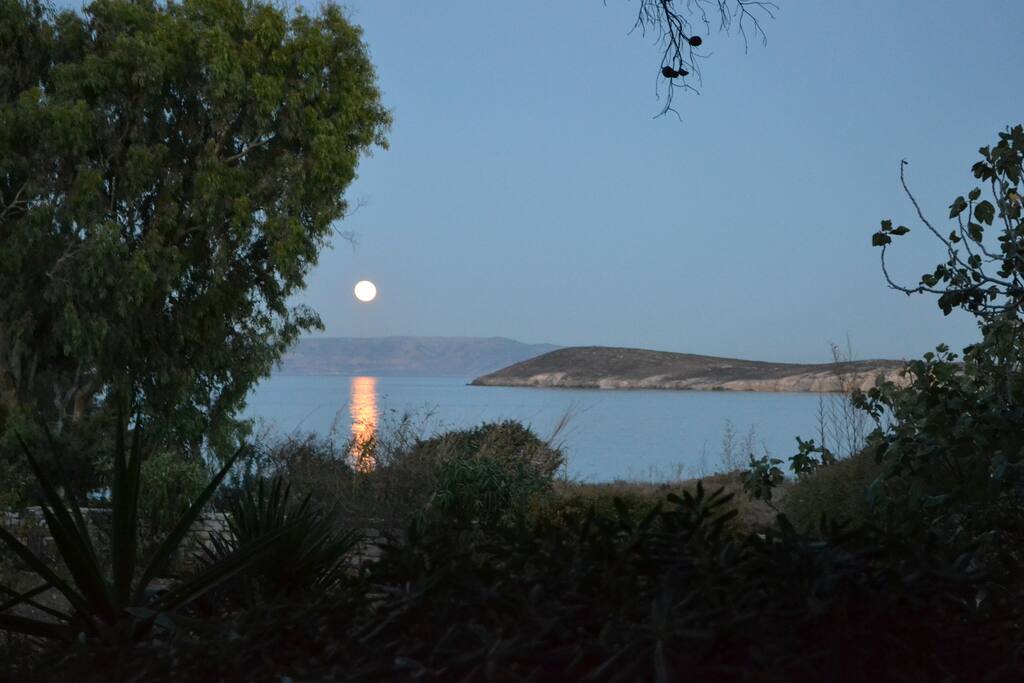 Sea view (full moon) from the ground veranda.