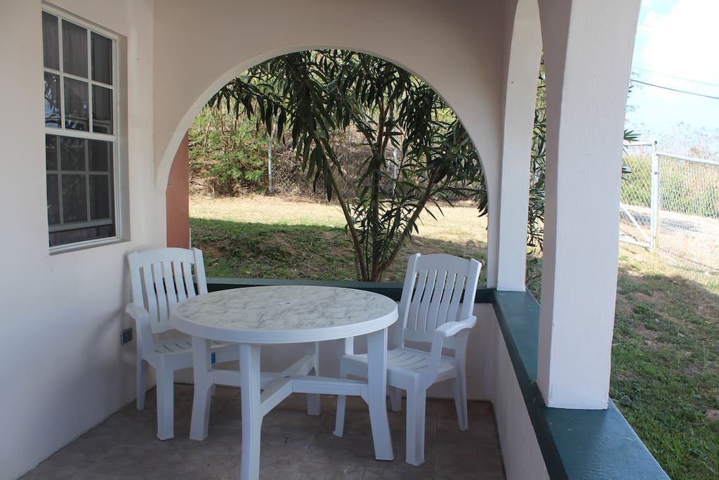 The breezy patio allows a relaxing respite after a busy day.
