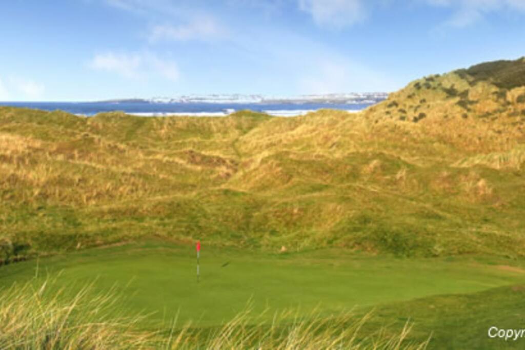 Views over the golf course to the sea
