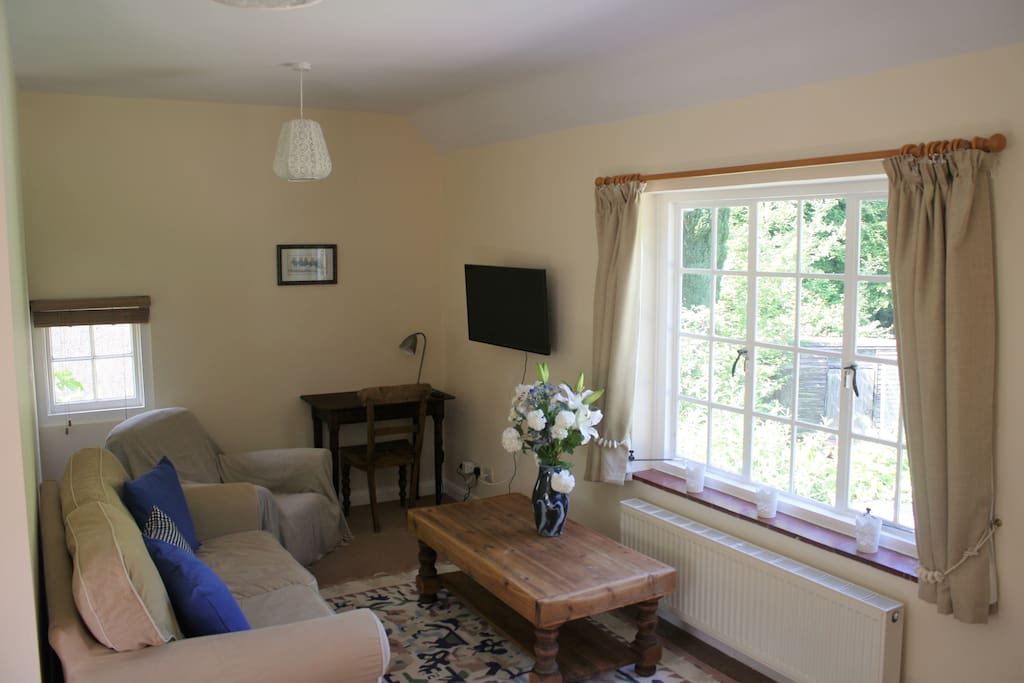 Living room with view over woods