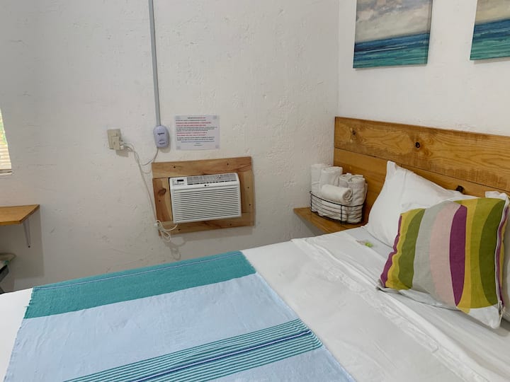 The A/C is by the bed for you to sleep cool and comfortable