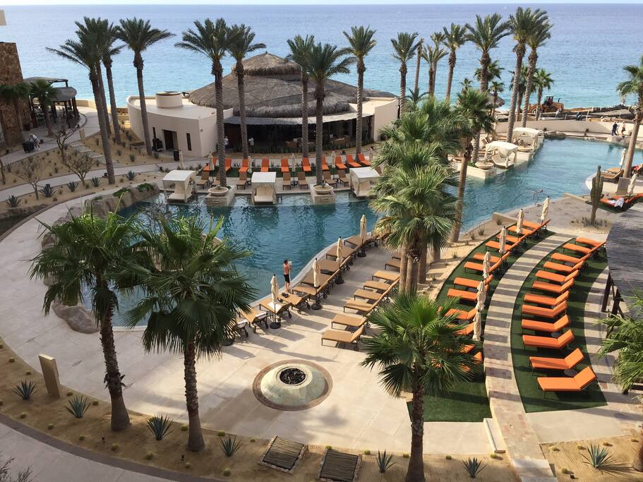 Overlooking the pool from your deck