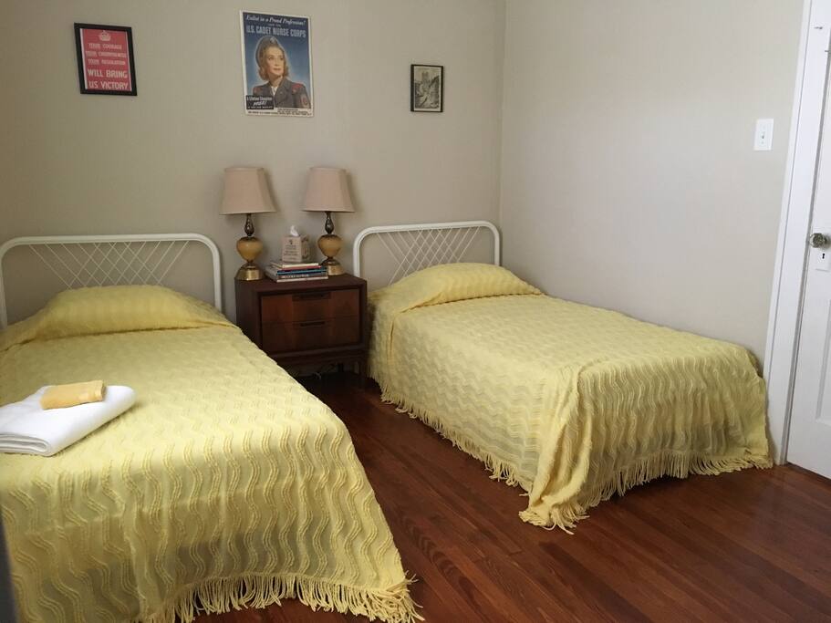 Cozy room with 1940's chenille bedspreads