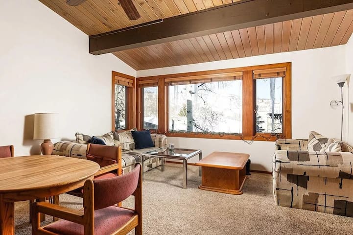 Cozy ski in ski out studio with loft