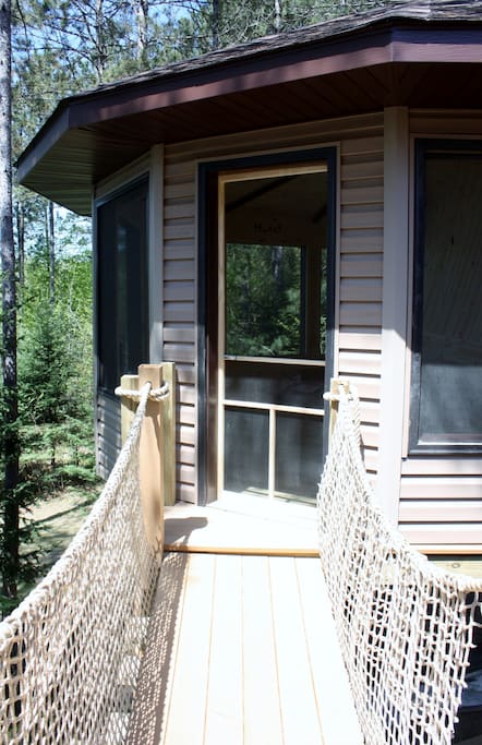the rope bridge to the tree house