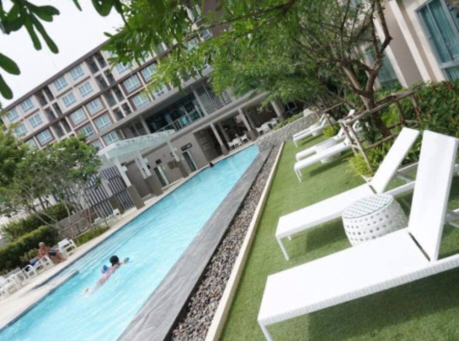 Sun bed around the pool