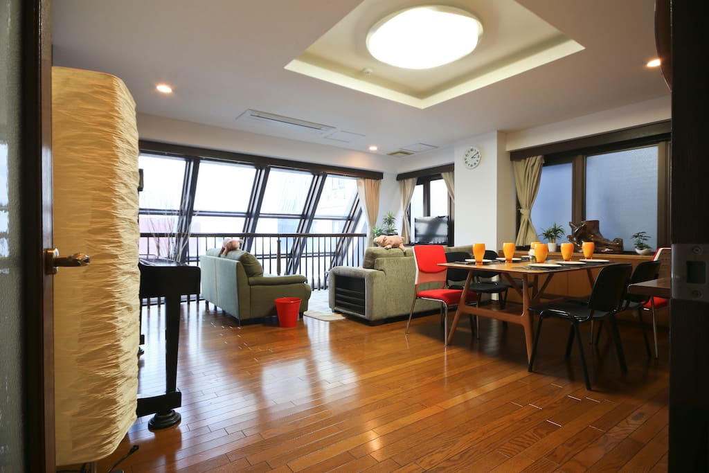 luxury living and dining with table and sofa
