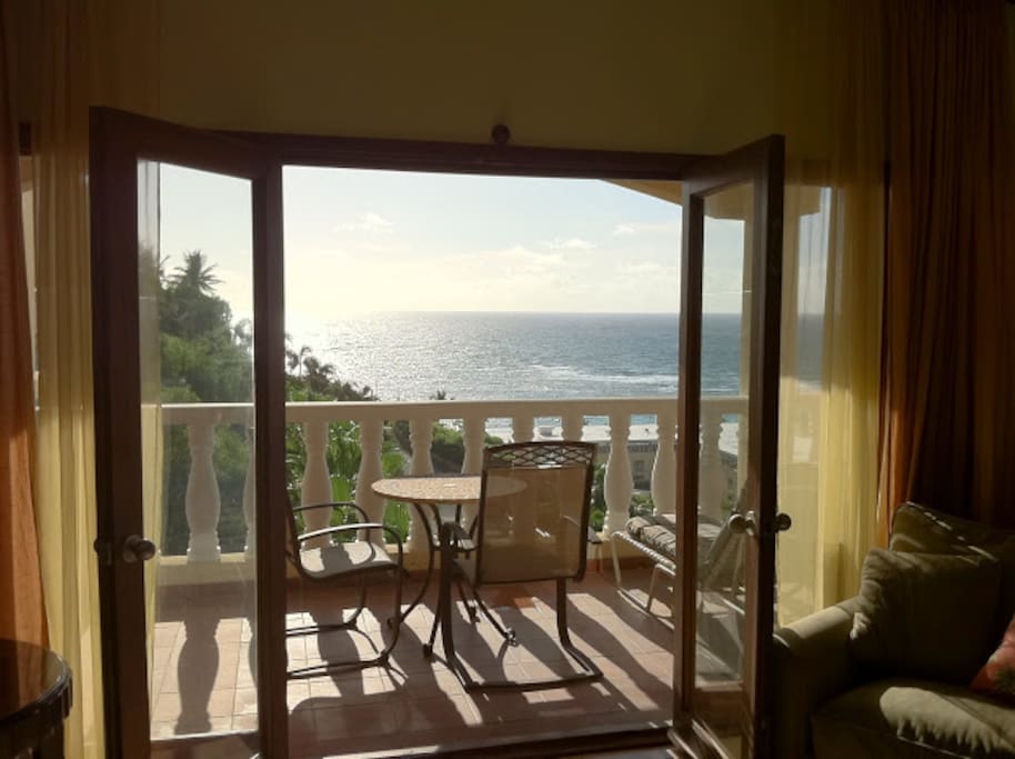 View from one floor from the top of the complex out the balcony from the main living area