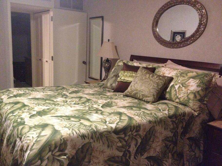 Queen Size Bed we also have an air mattress not pictured.