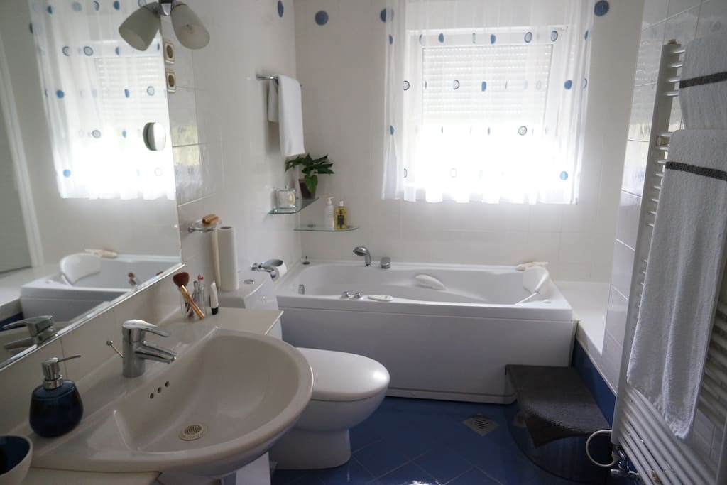 Shared bathroom with a host