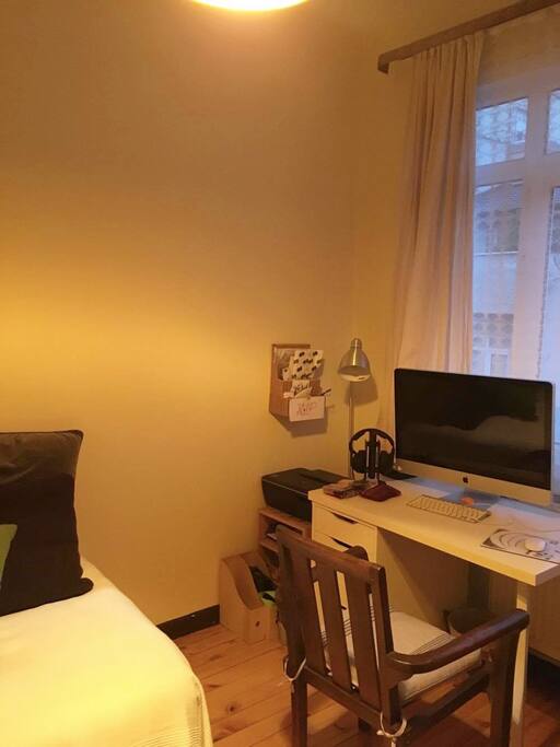 The desk in the room