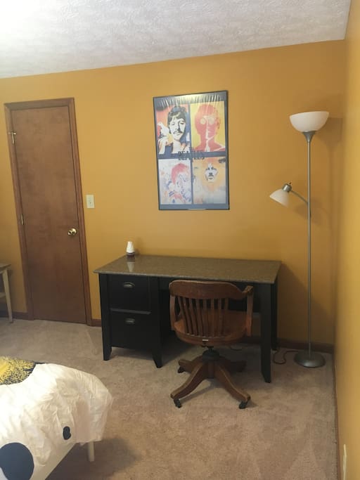 Another view of work space in bedroom.