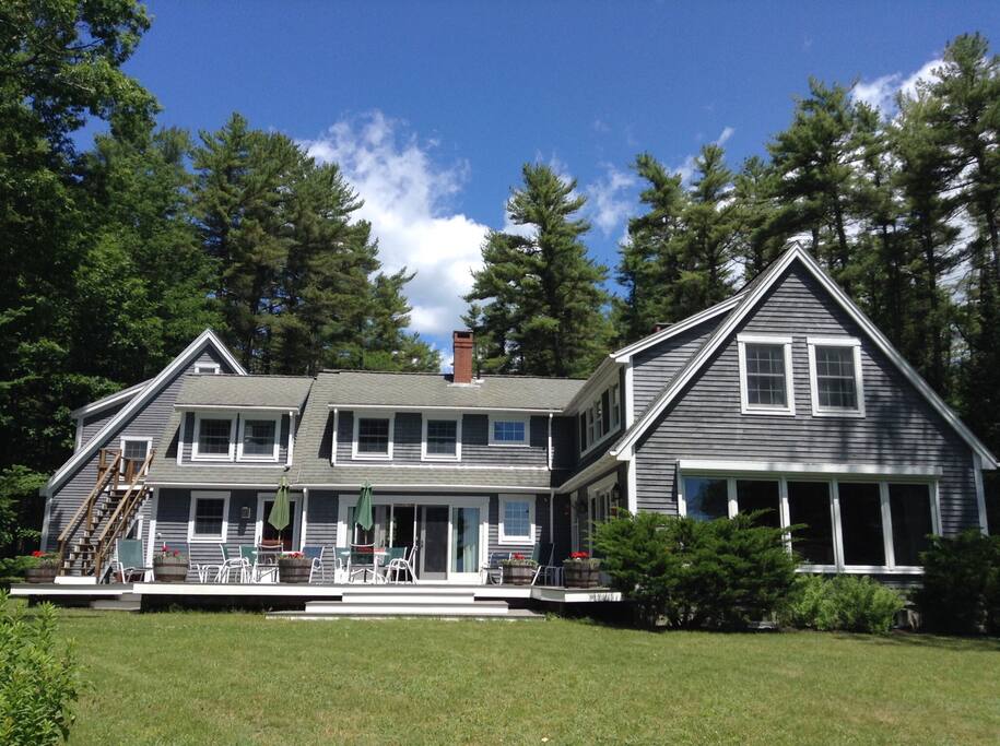 The house faces south, nice large deck